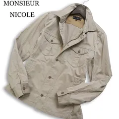 MONSIEUR NICOLE ムッシュ ニコル 通年 麻 リネン混★ スリム ジップ ミリタリー ブルゾン ジャケット Sz.46 メンズのサムネイル