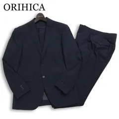 ORIHICA オリヒカ 春夏 ストレッチ★ ストライプ スーツ セットアップ ジャケット スラックス パンツ Sz.92Y5 メンズ 紺