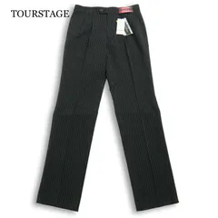 【新品 未使用】 TOURSTAGE ツアーステージ ゴルフ 春夏★ ストレッチ ストライプ スラックス パンツ Sz.82 メンズ 黒のサムネイル