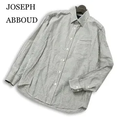 JOSEPH ABBOUD ジョセフ アブード 春夏 麻 リネン混★ 長袖 ボタンダウン ストライプ シャツ Sz.M メンズ グレーのサムネイル