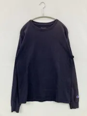 Champion チャンピオン Tシャツ/カットソー M ネイビー 無地 ワンポイント ミドル丈 長袖 クルーネック(丸首)