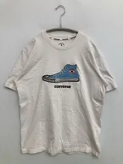 CONVERSE コンバース Tシャツ/カットソー M ホワイト 前面プリント ブランドロゴ ミドル丈 半袖 クルーネック(丸首)