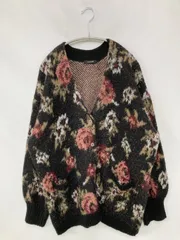 JEANASIS ジーナシス カーディガン/ボレロ F ブラック ウール・ニット ナイロン 花柄・ボタニカル柄 ミドル丈 長袖