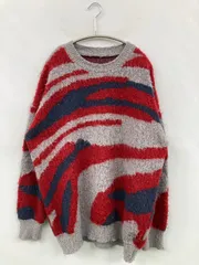 DIAVEL ディアベル ニット/セーター レッド ニット その他総柄 ミドル丈 長袖 クルーネック(丸首)