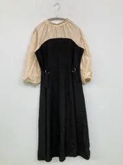 Hudson honey ハドソンハニー ワンピース M ブラック コットン 無地 半端袖 ロング・マキシ丈 フレア