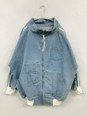 DIAVEL ディアベル デニムジャケット S ブルー 無地 ライン柄 フードなし ジップアップ