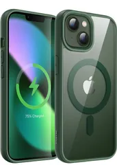 ★JETech iPhone 13 mini 5.4インチ用 マグネット ケース MagSafeに対応 衝撃吸収 バンパーカバー ソリッドカラーマットTPUフレーム 傷つけ防止 クリアバック (グリーン)
