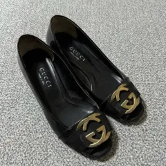 グッチ ゴールド ロゴ エナメル パンプス 靴 235-240