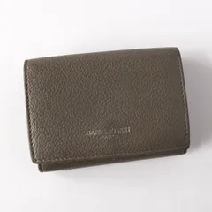 サンローラン グレインレザー コンパクトウォレット 三つ折り財布 マットグレー 箱付き