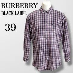 BURBERRY BLACK LABEL バーバリー ブラックレーベル メンズ 長袖シャツ 39 刺繍ロゴ  D1L12-411-28 三陽商会 チェック柄 マルチカラー  (D050)★
