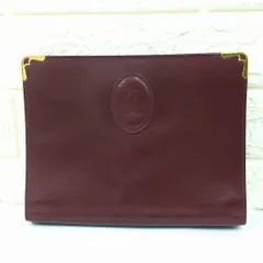 カルティエ クラッチバッグ マストライン レザー ボルドー ゴールド金具 ヴィンテージ イタリア製