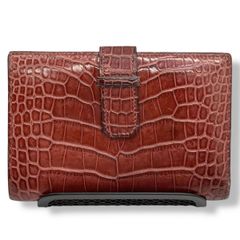 超極美品】エルメス アリゲーター ドゴンGM ダークブラウン 二つ折り