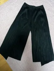 黒色 プリーツ ワイド パンツ 新品