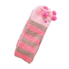 [ReiLuana] ロング ソックス ぽかぽか アニマル 保温 防寒 レディース 靴下 冷え性 対策 あったか ルーム (JP, アルファベット, Free Size, ぶたさん) [ぶたさん] [Free Size]