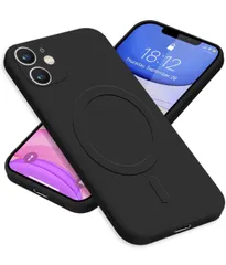 ★ケース 用の iPhone11 アイフォン11 スマホケース MagSafe対応 シリコン カバー 耐衝撃 レンズ保護 マグネット搭載 車載ホルダー ワイヤレス充電対応 ストラップホール付き オシャレ 指紋防止 薄型 （ブラック）