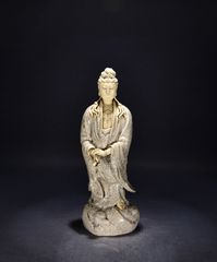 青磁観音像】観音菩薩像 仏像 青磁 置物 共箱付 時代物 骨董 古玩