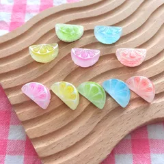 【1109】100個 デコパーツ ミニチュア ミニサイズ オレンジ レモン くし切り ミックス まとめ売り