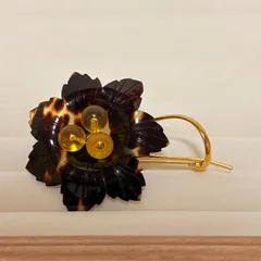 本べっ甲 琥珀 ブローチ