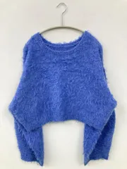 mystic ミスティック ニット/セーター F ブルー ウール・ニット ナイロン 無地 ショート丈 長袖 クルーネック(丸首)