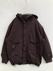 UNIQLO ユニクロ ダウンジャケット/コート L ブラウン ナイロン 無地 ワンポイント ミドル丈 フードあり フード取り外し可