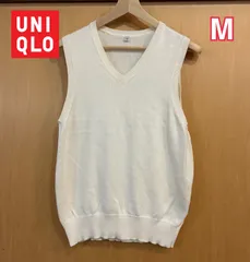 UNIQLO ユニクロ　ホワイト色 Vネックニットベスト　サイズM