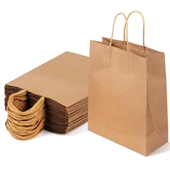 【新品】 紙袋 手提げ袋 厚手 ギフトバッグ ハンドバッグ ラッピング袋 25枚セット 丈夫で耐久性があり 再利用可能 クラフトバッグ ギフト プレゼント 袋 DIY 結婚式 包装 パーティー 誕生日 クリスマス用ギフトバッグ（幅21×マチ11×高27cm 1