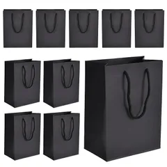 【新品】 10枚セット 紙袋 ギフトバッグ ひも 手提げ袋 厚手タイプ 縦型 再利用可能 紙袋 ラッピング袋 クラフト 厚手 で耐久性があり 母の日 プレゼント袋 ショッピングバッグ DIY 結婚式 包装 パーティー 誕生日 クリスマス用ギフトバッグ 18 1