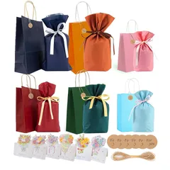 【新品】 ラッピング 袋 ギフト袋 プレゼント 袋 包む リボン付き 不織布 巾着袋 ラッピング袋 おしゃれ ラッピングバッグ クリスマス 誕生日 結婚式 バレンタイン 記念日 包装小分け 収納 小分け プレゼント用 (A（L*2+M*2+S*2）)