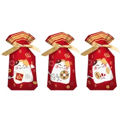 【新品】 Koonafy 巾着型 袋 50枚 ラッピング袋 3種 可愛い 招き猫 プレゼント袋 ポーチ キャンディーバッグ お誕生日 贈り物袋 パーティー 祝日用 大吉 動物 かわいい お菓子 女の子 ショップ バッグ プラスチック ポリ袋 小分け 福を招 0