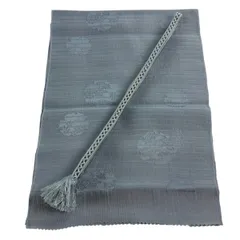 和装セット 優品 帯締め帯揚げ2点セット 地紋 青灰色 正絹 和装小物  【中古】