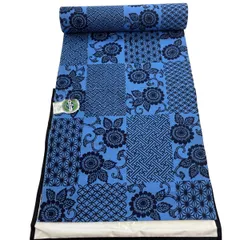 反物 優品 浴衣 菊唐草 七宝 青 綿 【中古】