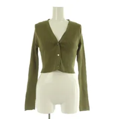 ザラ ZARA ショート丈 ニットカーディガン リブ USA M カーキ /MY ■OS