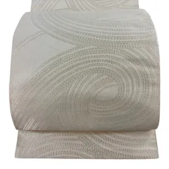 名古屋帯 優品 八寸名古屋帯 幾何学模様 クリーム 正絹 【中古】