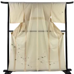 付下げ 身丈161cm 裄丈66.5cm M 薄物 絽 ますいわ屋 瓢箪 銀彩 ベージュ 正絹 優品 【中古】