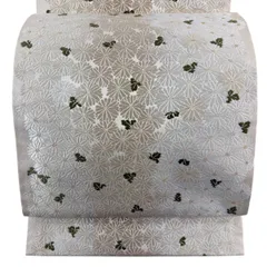 【美品】 袋帯 逸品 菊 唐織 金糸 クリーム 六通 正絹 【中古】