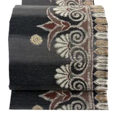 【美品】 袋帯 名品 花 幾何学模様 墨色 六通 正絹 【中古】