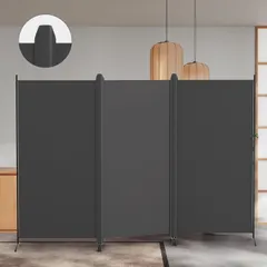 KELIXU パーテーション 間仕切り 3連 自立式 衝立 カバーストリップ付き 高さ1.8m×幅2.6m 布タイプ 折りたたみ 仕切りパネル 軽量 クロスパーテーション 目隠し 屏風 おしゃれ 組み立て簡単 部屋 オフィス 会議室 (グレー)ri