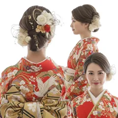 [LALALA beauty flowers] 成人式・卒業式にぴったりの華やか髪飾り 和装 七五三 結婚式 入学式 花火大会 浴衣 着物 袴 振袖 二十歳の集い (レッド) 3401 [レッド[3401]]