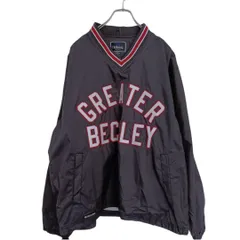 90s Holloway ナイロンジャケット プルオーバー Vネック 墨黒 メンズ L ビンテージ 古着 カレッジロゴ 刺繍 リブデザイン サイドライン ストリート ゆるだぼ ビッグサイズ オーバーサイズ 裏起毛 ナイロンプルオーバー ホロウェイ