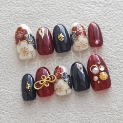 No.733 現品販売！ネイルチップ　成人式卒業式袴着物和柄振袖