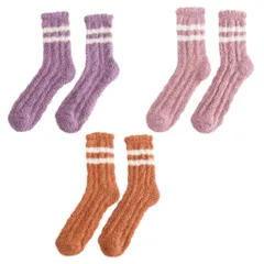 [Kai La Nalu] もこもこ 靴下 レディース 可愛い 厚手 ルーム ソックス 防寒 女性 ふわふわ フロア サンゴフリース 冬 暖かい 冷え対策 ゆったり靴下 もこもこ  [【カラー】C(パープル、オレンジブラウン、ローズ)] [Free Size]