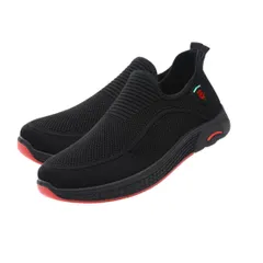 [DeerLuxe] メンズ スリッポン スニーカー 軽量 カジュアルシューズ メッシュ素材 通気性 柔らか 履きやすい 防滑 ウォーキングシューズ (B.ブラック, 日本の靴のサイズ寸法, 大人, 数値, 24.5 cm [B.ブラック] [24.5 cm]