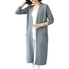 [Kai La Nalu] ロングカーディガン カシミヤタッチ カーディガン ロング丈 厚手 ゆったり 看護 介護 事務 オフィス レディース 長袖 ニット 無地 きれいめ シンプル ロング ニット コート 羽織り カーデ ジャケット 秋冬  [オフホワイト]