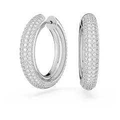 新品 Dextera Collection スワロフスキー フープピアス パヴェ Mサイズ ホワイトクリスタル ゴールドトーンメッキフープ One Size クリスタル、ロジウムメッキ/ホワイト。 クリスタル