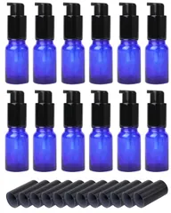 Chocople ポンプボトル 遮光瓶 プッシュボトル 詰め替えボトル 瓶 容器 オイル 乳液 ブルー 12本セット (30ml) 