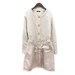 コムサイズム COMME CA ISM ノーカラーコート シングル ロング 総裏地 L 白 アイボリー /MN