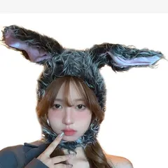 かぶりもの 兎 被り物 うさぎ アニマル帽子 長毛 キャップ ハロウィン コスプレ [GOODCHI] 仮装 帽子 カチューシャコスチューム用小物 (グレー)