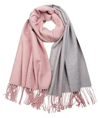 [Elixio] [エリクシオ] マフラー ストール レディース 大判 リバーシブル カシミヤタッチ 柔らかい あたたかい コンパクト 可愛い お洒落 上品 無地 プレゼント 秋 冬 (ピンク×グレー) [ピンク/グレー]