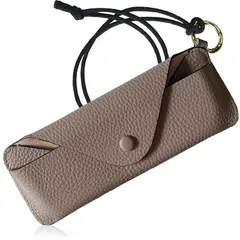 LASIEM(ラシエム) 【持ち運びに便利なスリム型】 眼鏡ケース メガネケース レディース 革 コンパクト レザー サングラスケース 薄型 首から下げる ソフト 軽量 トープ 茶色