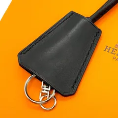 使用少 HERMES エルメス ネックレス クロシェット ペンダント ブラック アクセサリー レザー キーリング ブランド ハイブランド レディース メンズ ユニセックス dd14のサムネイル